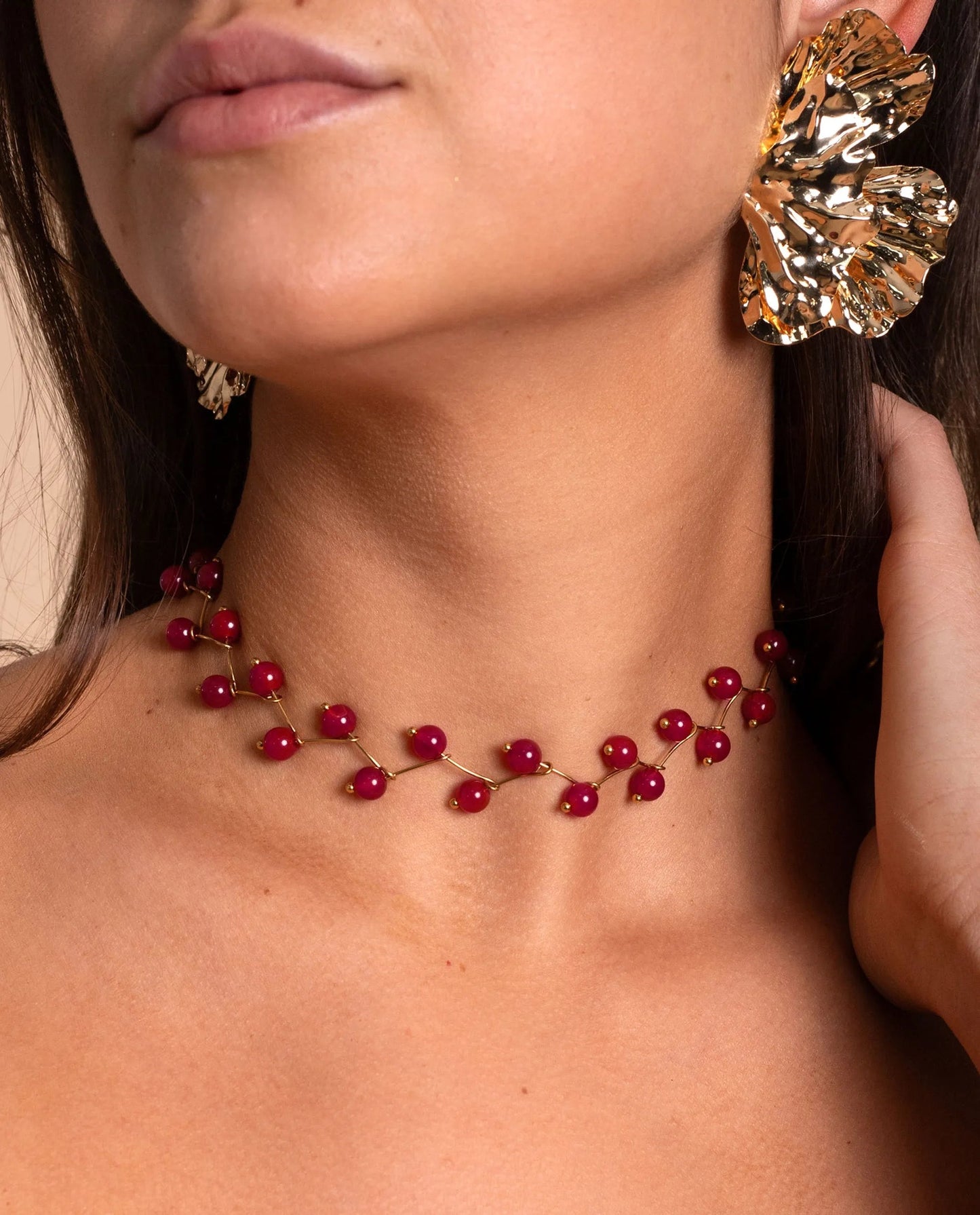 COLLAR ZIGY CORNALINE · ACERO BAÑO ORO