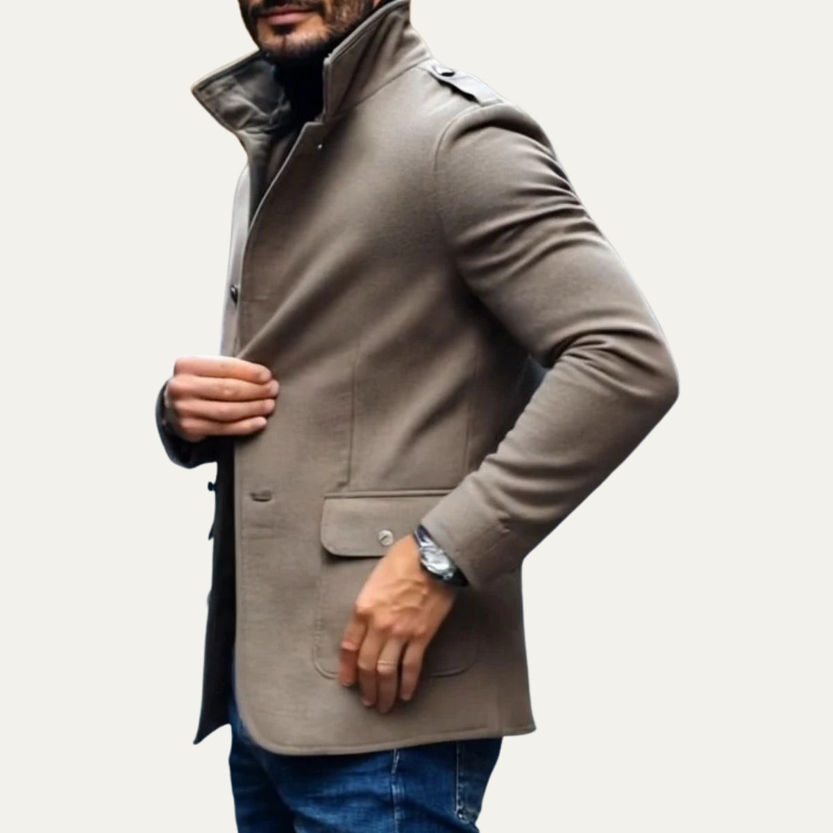 Thomas - Chaqueta con Cuello Alto y Botones