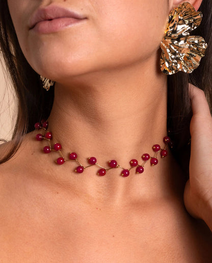 COLLAR ZIGY CORNALINE · ACERO BAÑO ORO
