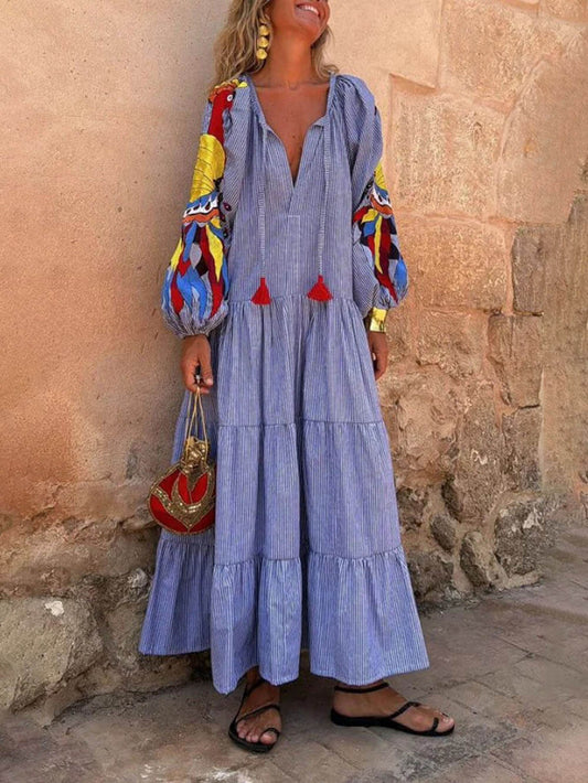 ZULEICA - VESTIDO LARGO PAVO REAL