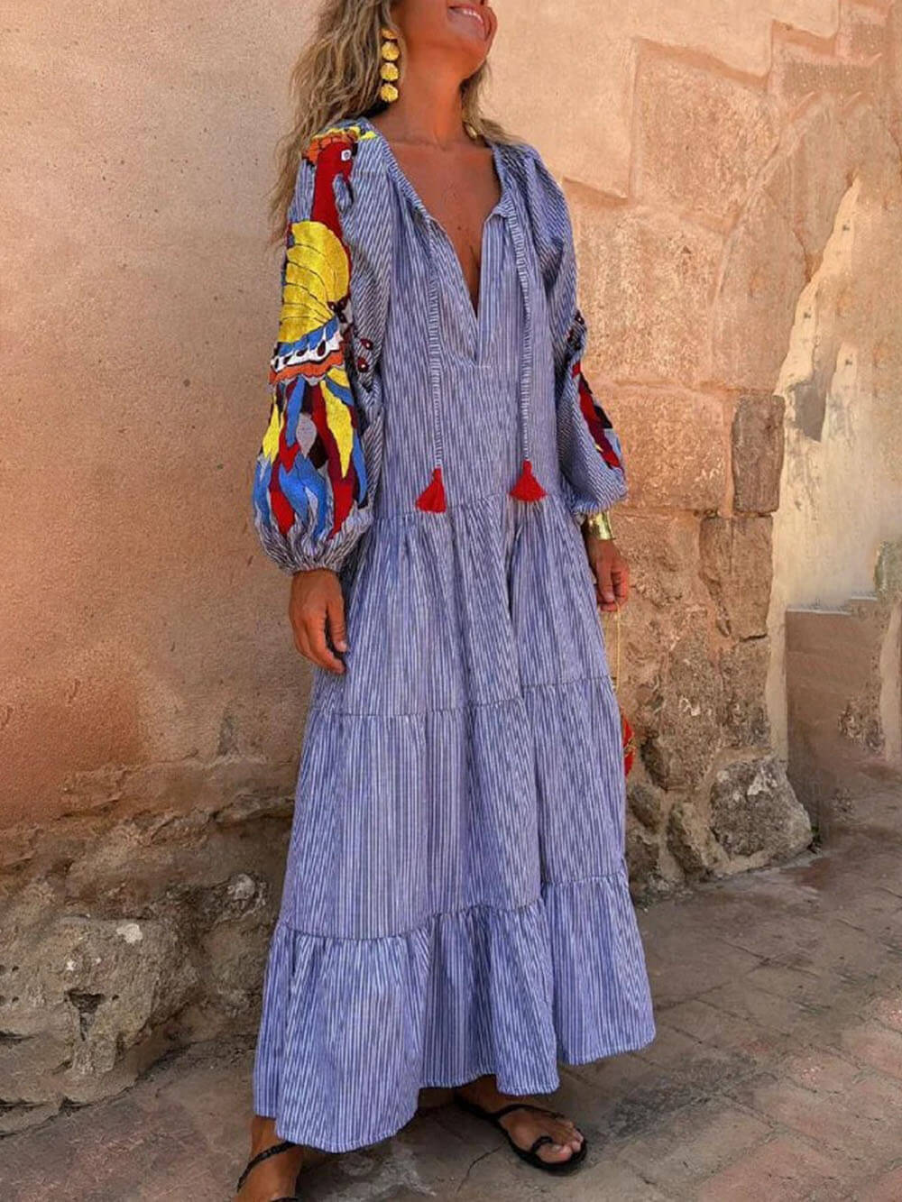 ZULEICA - VESTIDO LARGO PAVO REAL