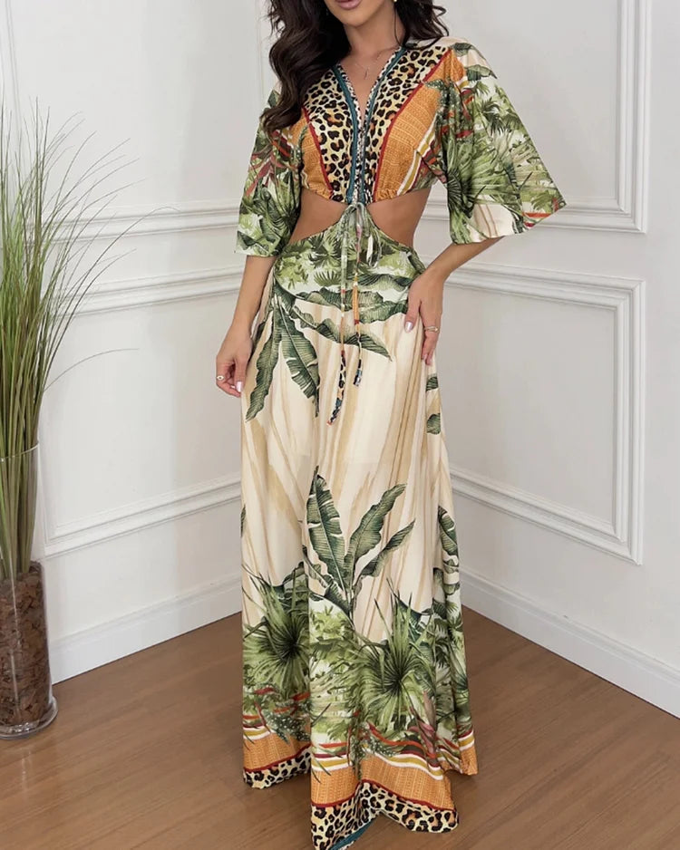 BRIANNA - VESTIDO ESTAMPADO TROPICAL