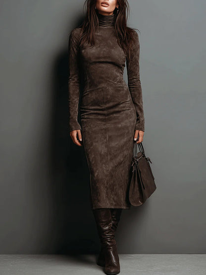 Lorena | Vestido midi largo marrón