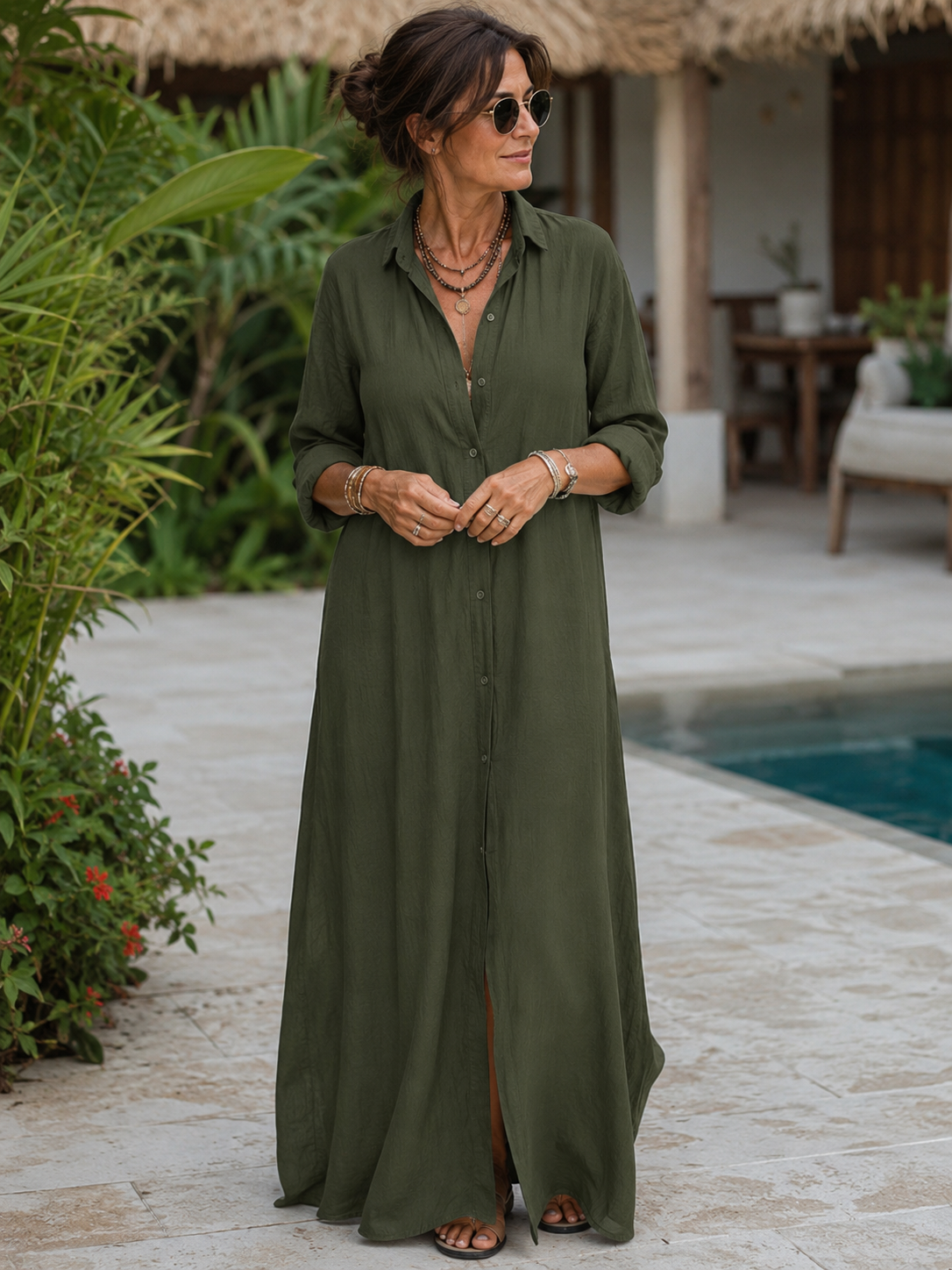 Sonia | Vestido Maxi Negro Largo con Botones