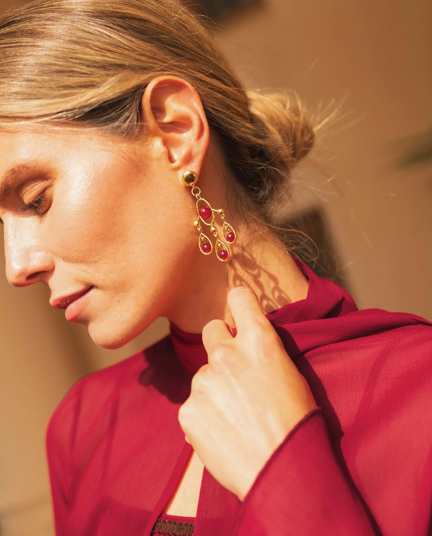 PENDIENTES SOLEIL  · ROJO