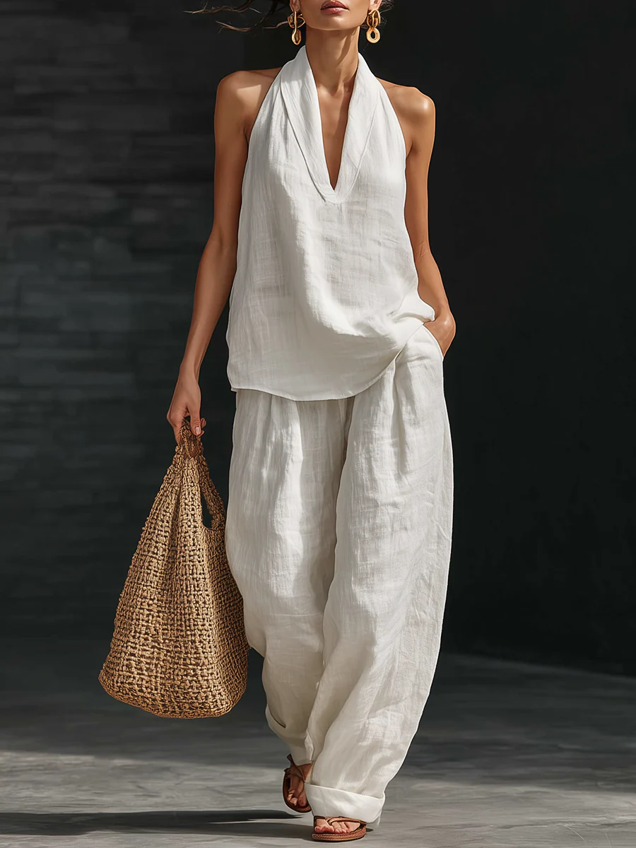 Zoe | Conjunto sin mangas con pantalones anchos