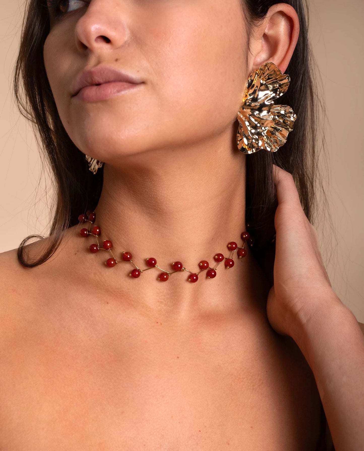 COLLAR ZIGY AGATA ROJA · ACERO BAÑO ORO