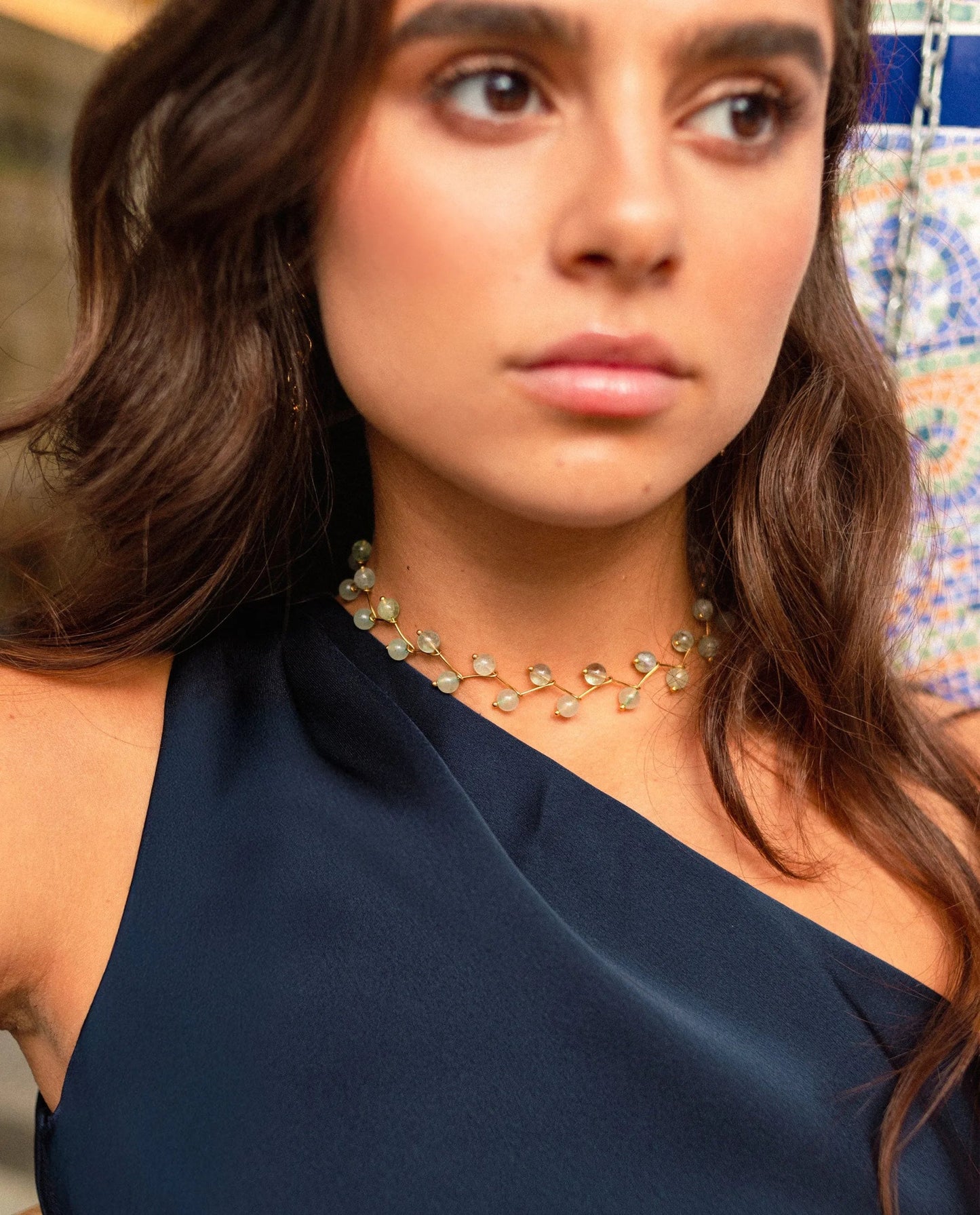 COLLAR ZIGY AVENTURINE · ACERO BAÑO ORO