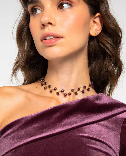 COLLAR ZIGY AMETISTA · ACERO BAÑO ORO