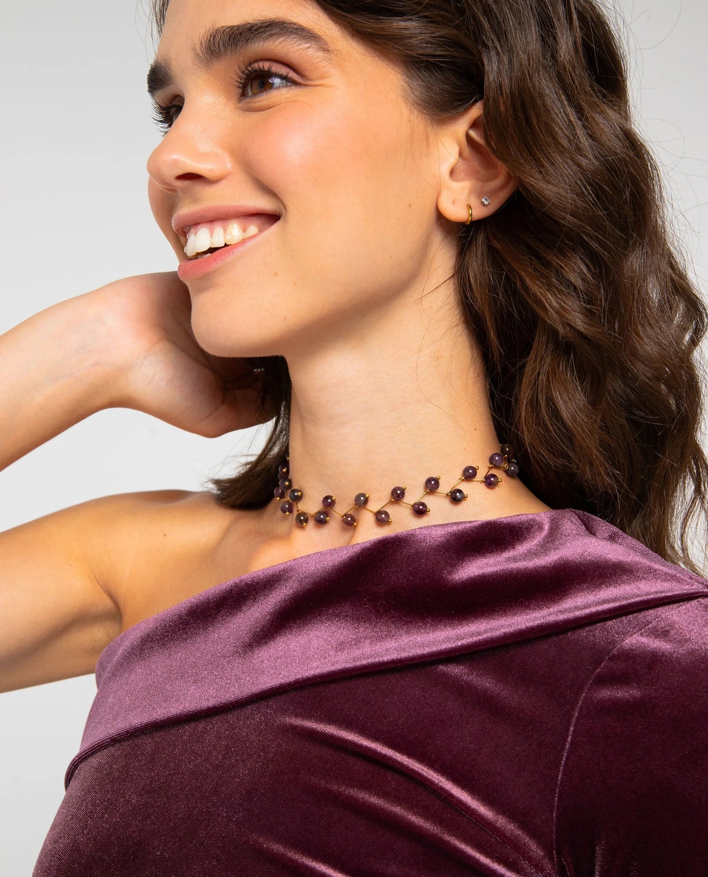 COLLAR ZIGY AMETISTA · ACERO BAÑO ORO