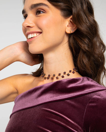 COLLAR ZIGY AMETISTA · ACERO BAÑO ORO