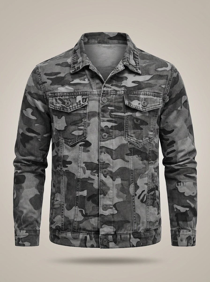 Pedro - Chaqueta con cuello y estampado de camuflaje