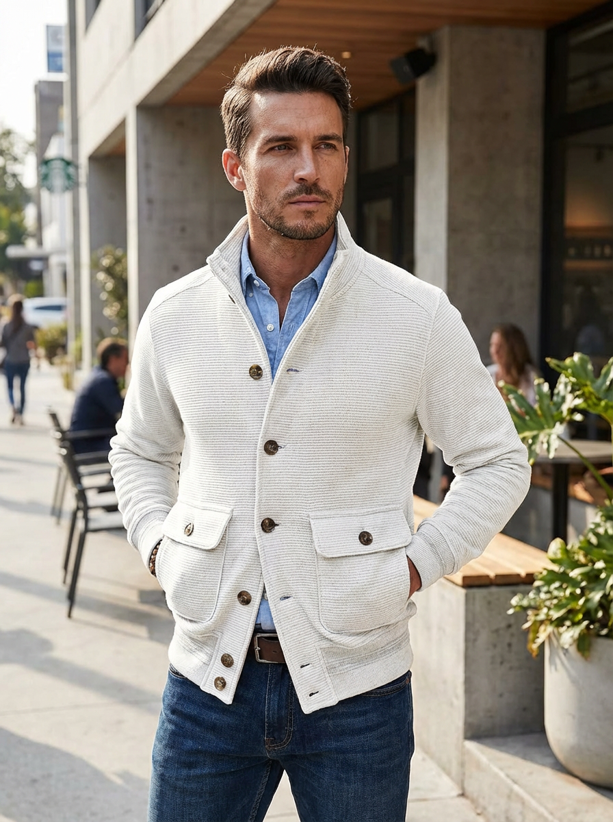 Leo - Chaqueta de punto con mangas largas y cuello alto