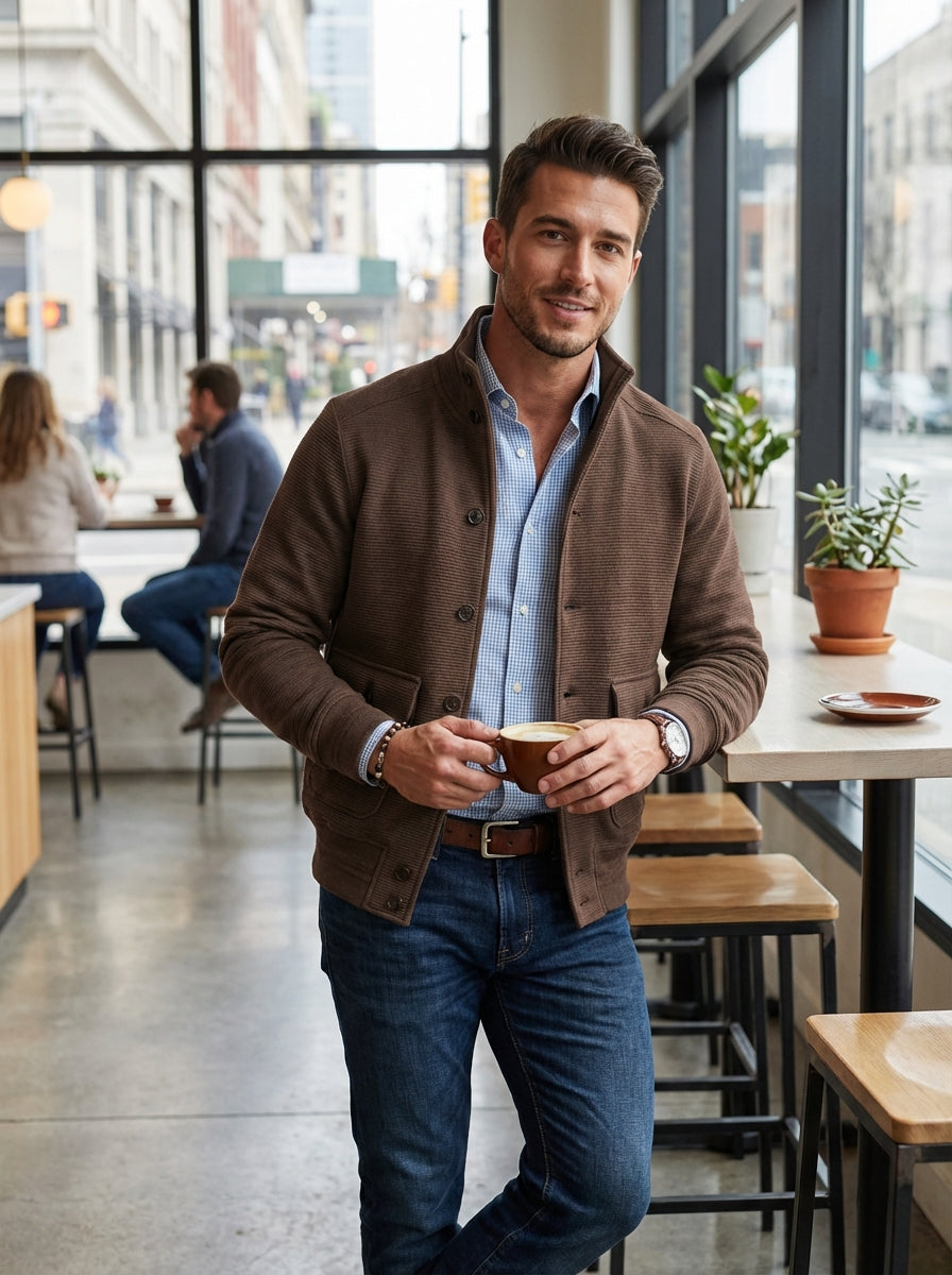 Leo - Chaqueta de punto con mangas largas y cuello alto