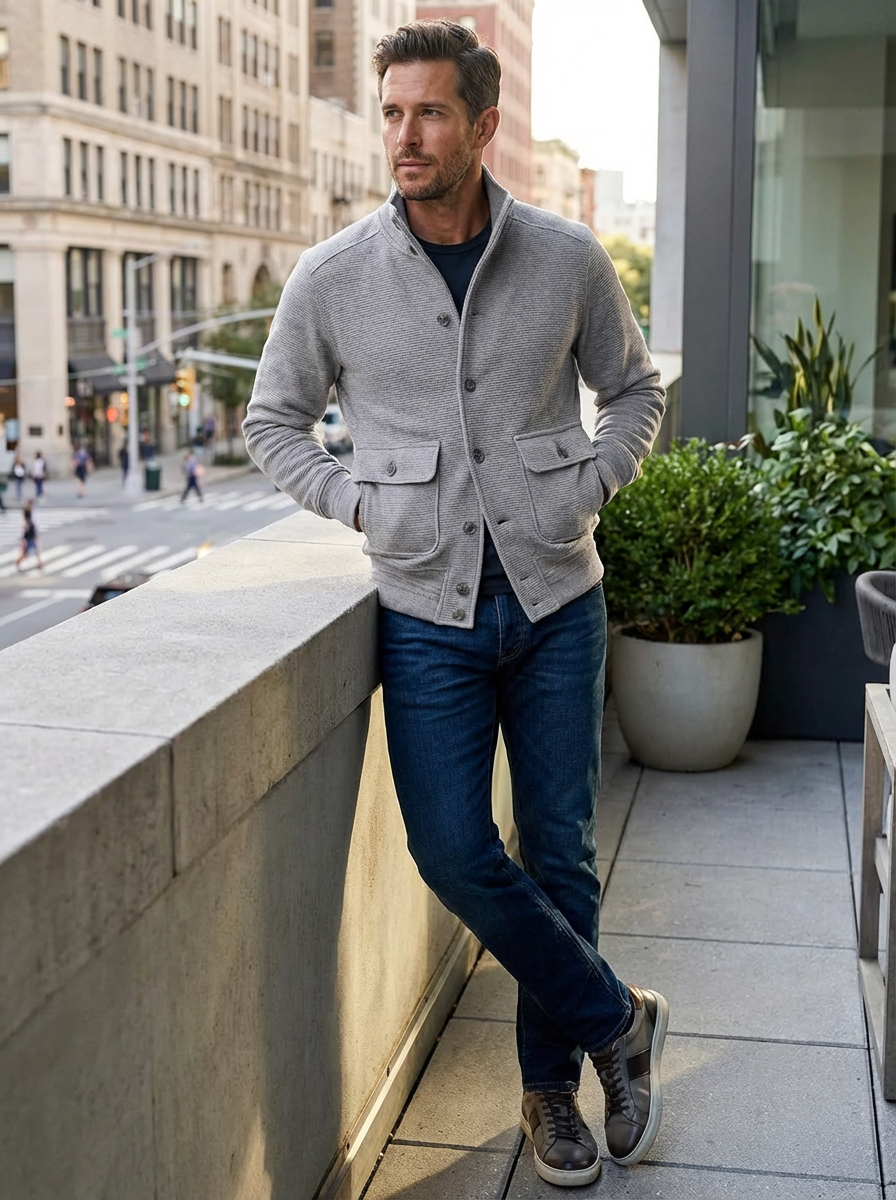 Leo - Chaqueta de punto con mangas largas y cuello alto