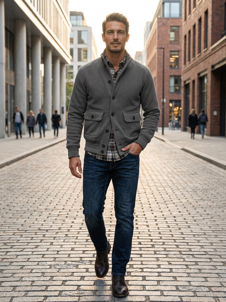 Leo - Chaqueta de punto con mangas largas y cuello alto