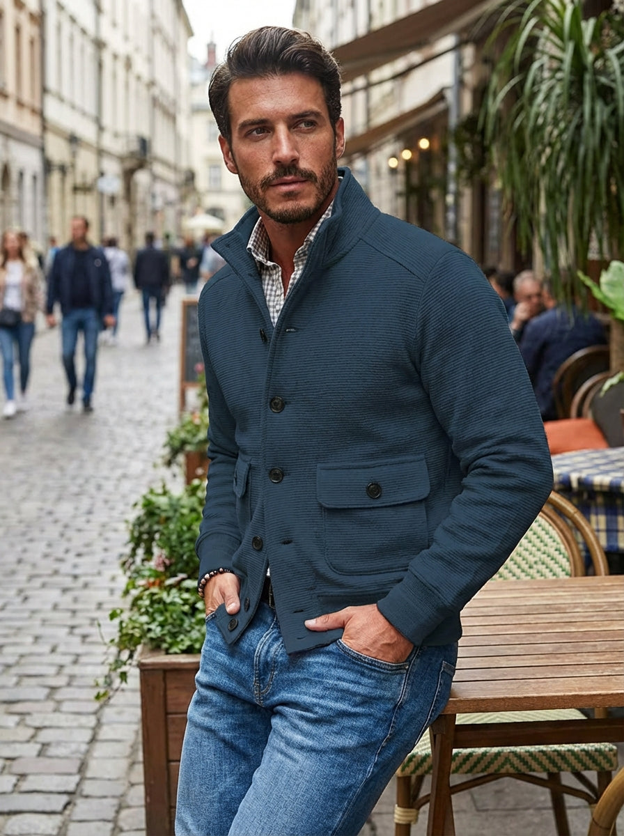 Leo - Chaqueta de punto con mangas largas y cuello alto