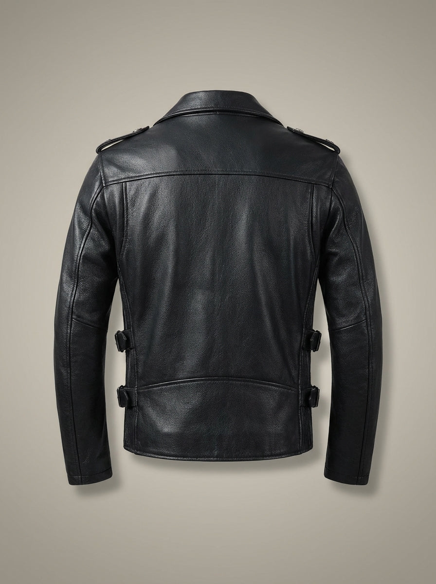 Gael - Chaqueta de cuero con Cuello y Cremallera