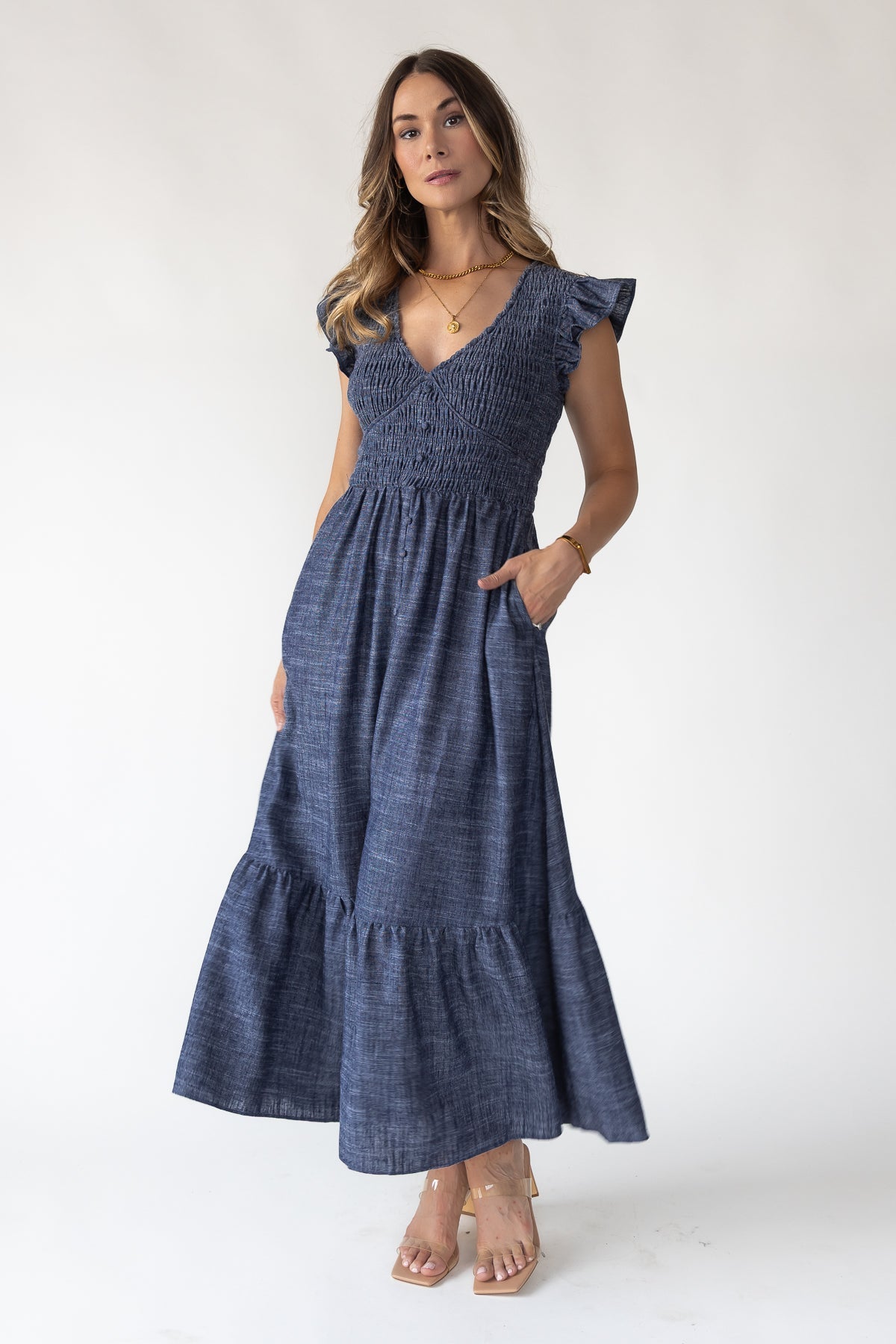CELIA - VESTIDO LARGO FRUNCIDO