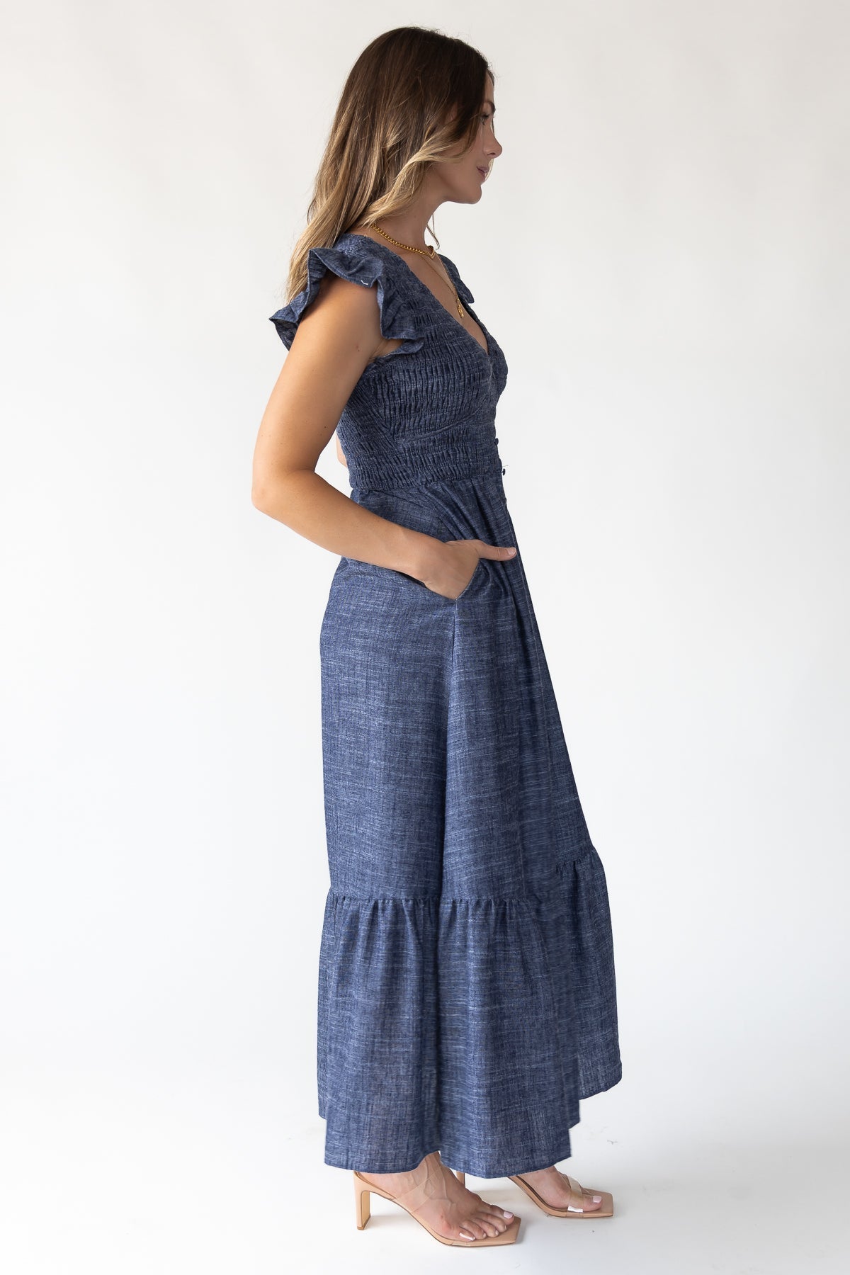 CELIA - VESTIDO LARGO FRUNCIDO