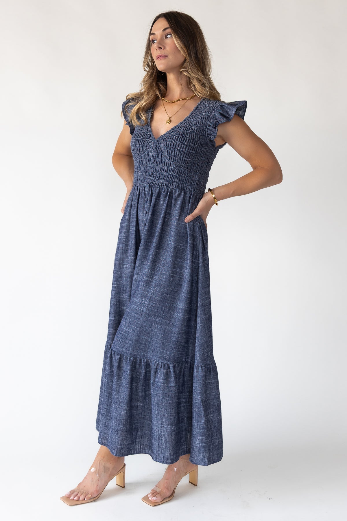 CELIA - VESTIDO LARGO FRUNCIDO