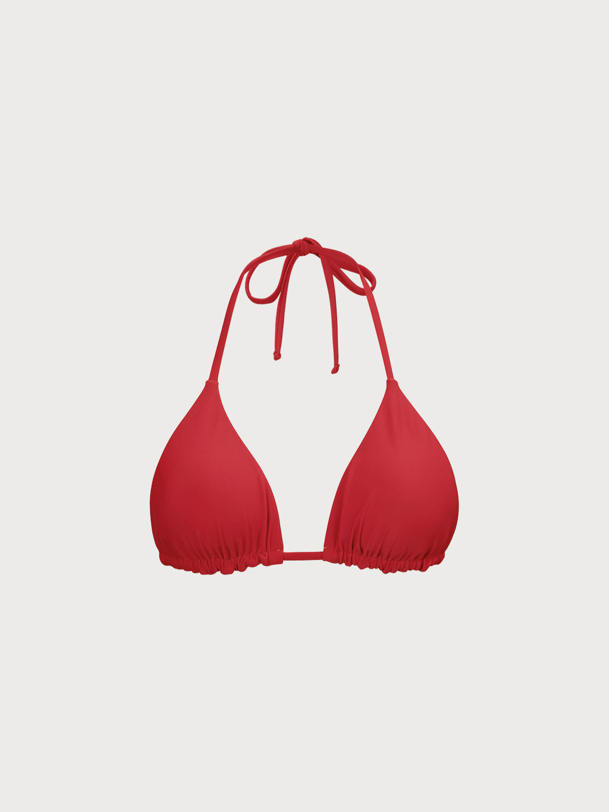 Top de bikini triangular reversible rojo ECONYL® con cuello halter