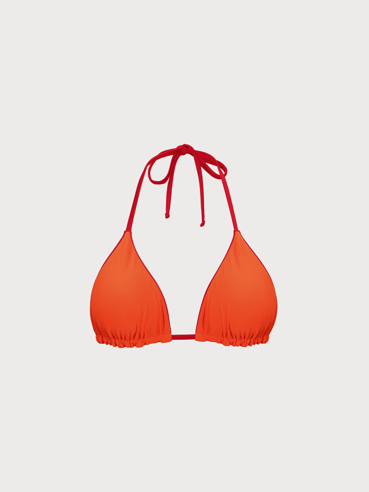 Top de bikini triangular reversible rojo ECONYL® con cuello halter