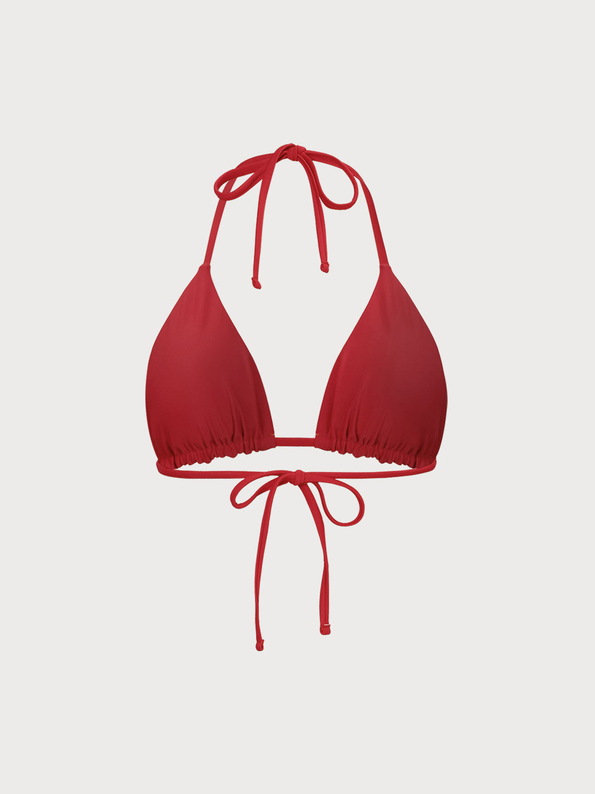 Top de bikini triangular reversible rojo ECONYL® con cuello halter
