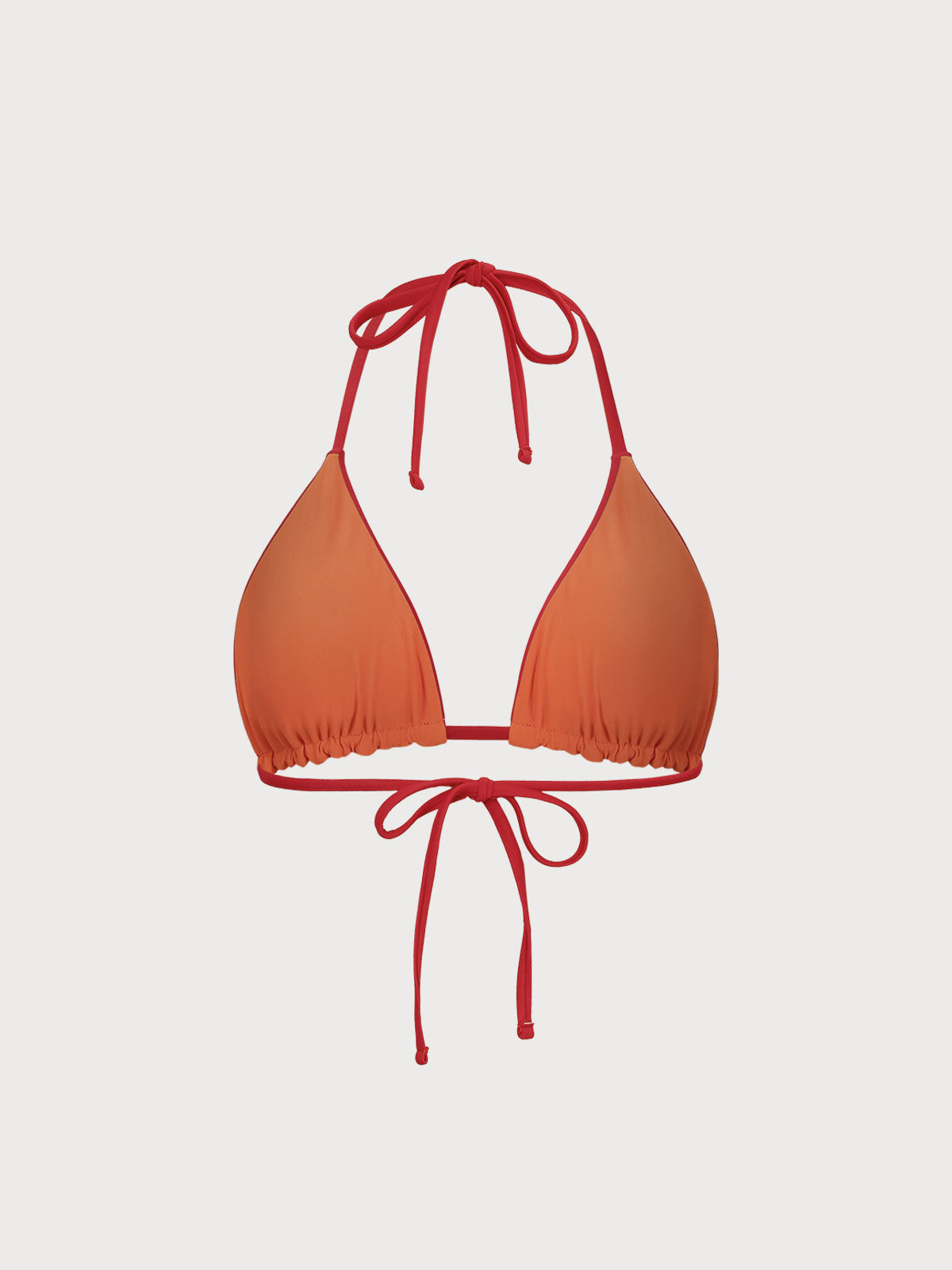Top de bikini triangular reversible rojo ECONYL® con cuello halter