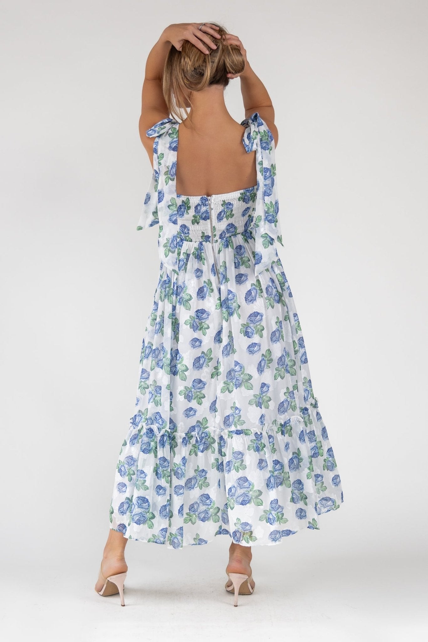 SWEET - VESTIDO LARGO FLORAL AZUL