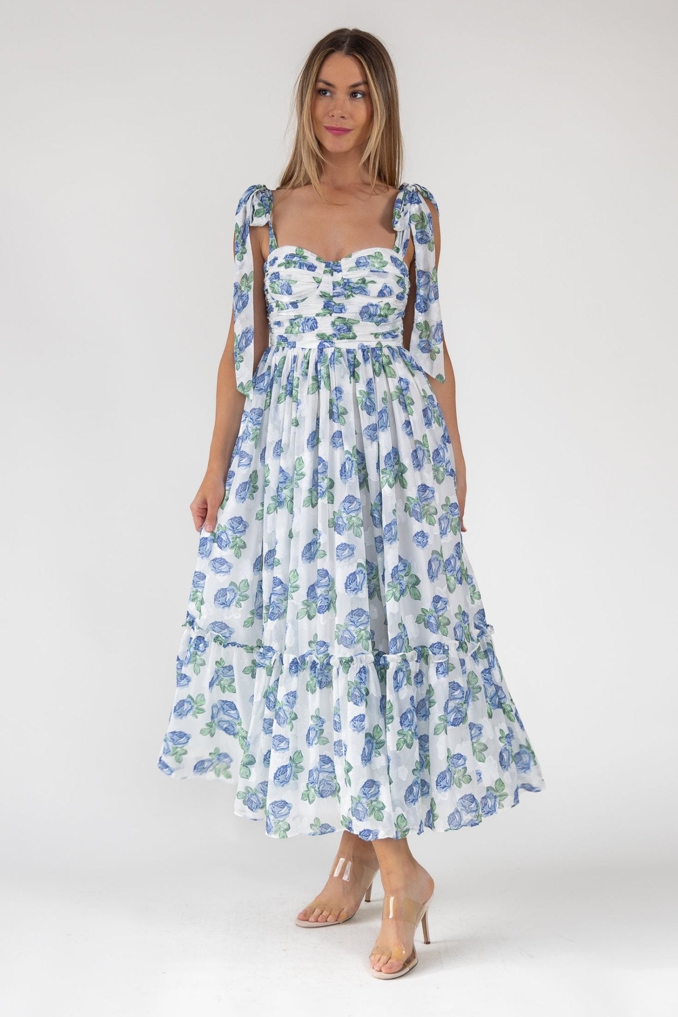 SWEET - VESTIDO LARGO FLORAL AZUL