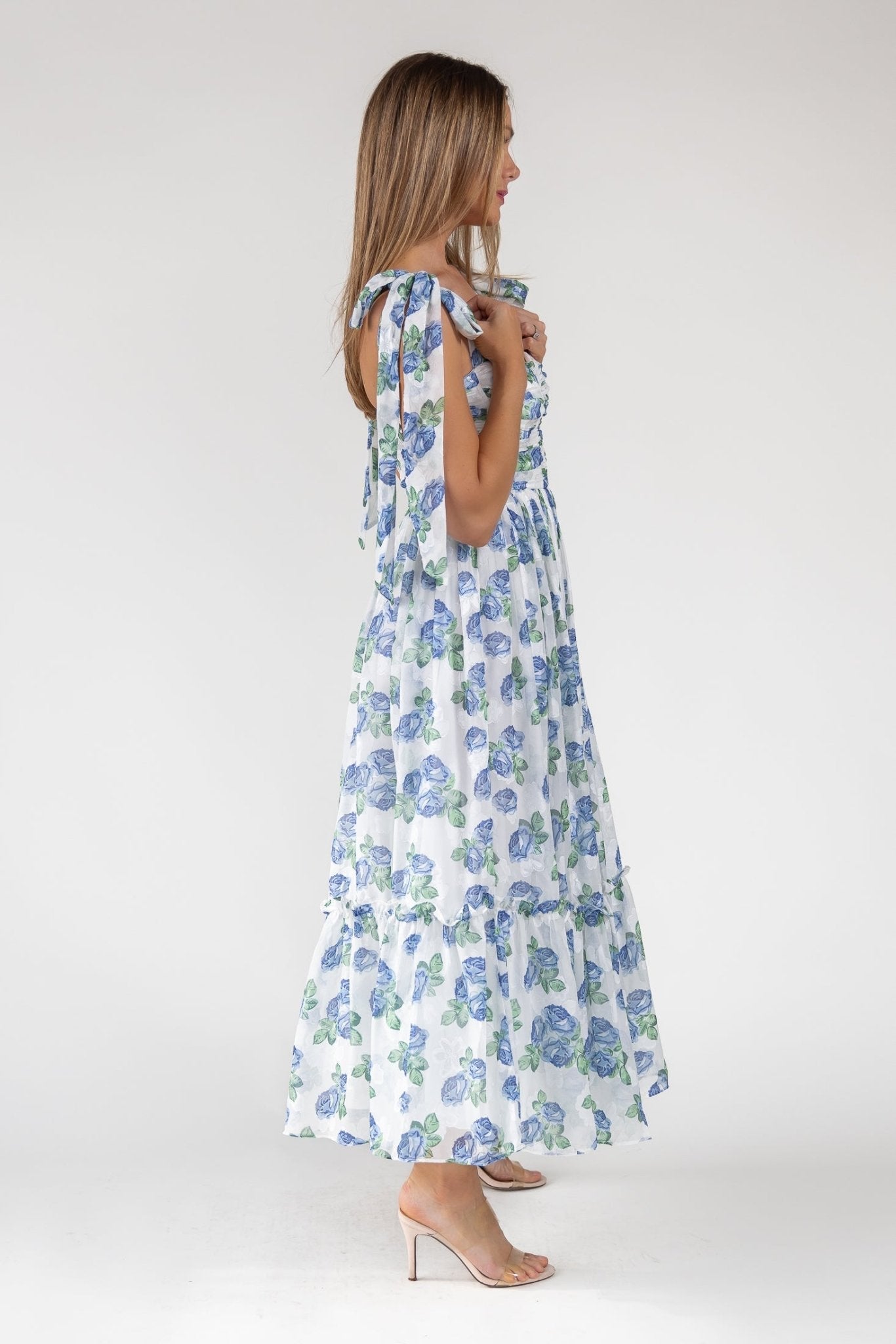 SWEET - VESTIDO LARGO FLORAL AZUL