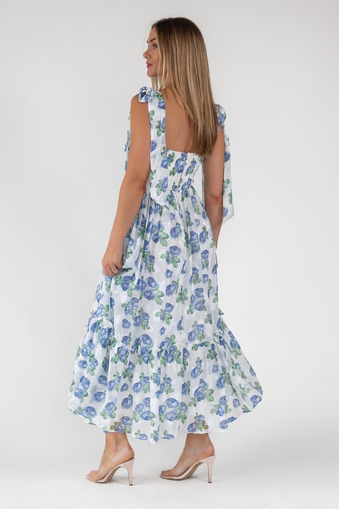 SWEET - VESTIDO LARGO FLORAL AZUL