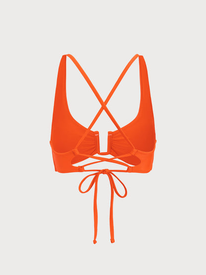 Bikini Top de Cuello en U Naranja ECONYL®