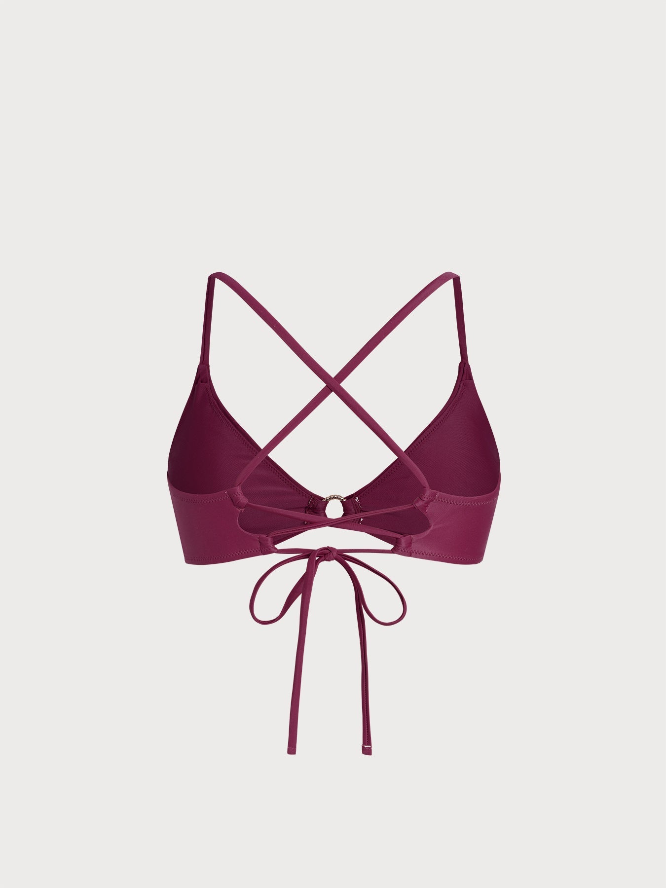 TOP DE BIKINI O-RING EN COLOR ROJO VINO ECONYL®
