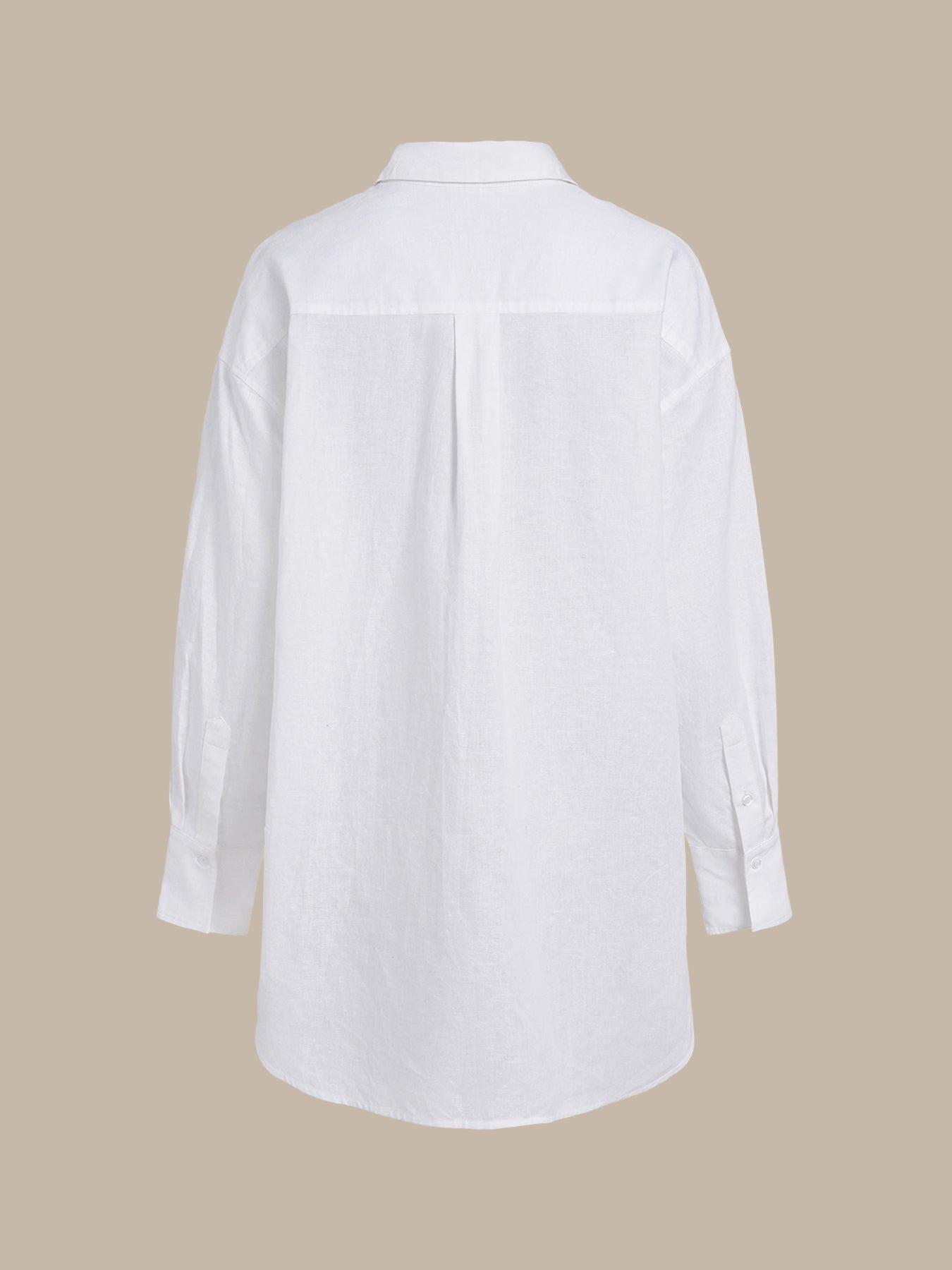 Camisa Cubierta de Algodón-Lino Blanca