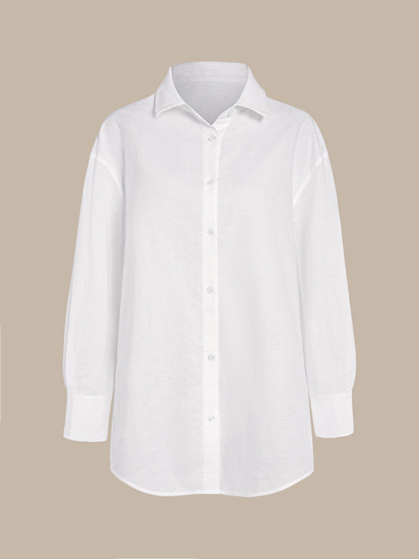 Camisa Cubierta de Algodón-Lino Blanca