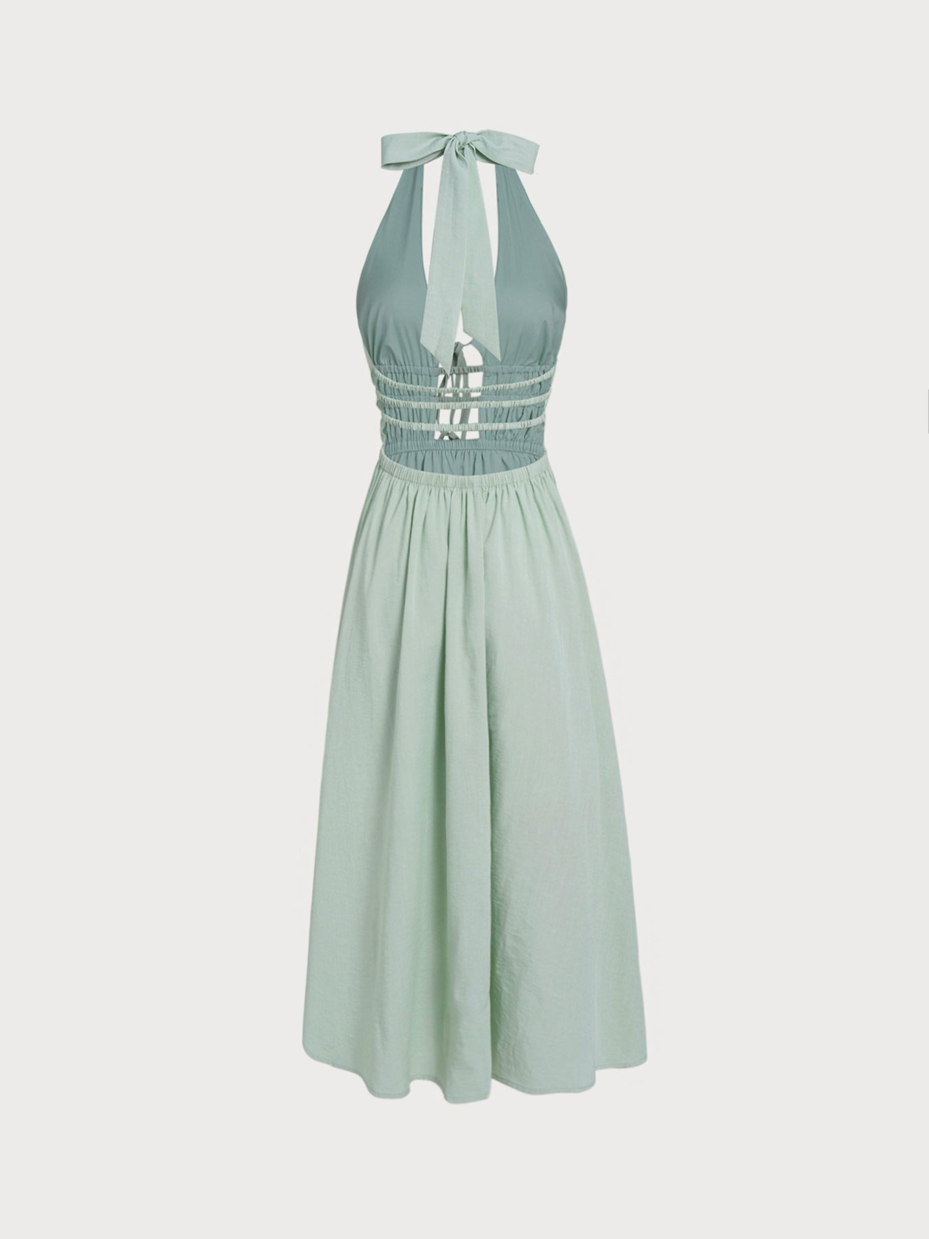 Vestido de Playa Maxi Halter Cortado Verde Claro