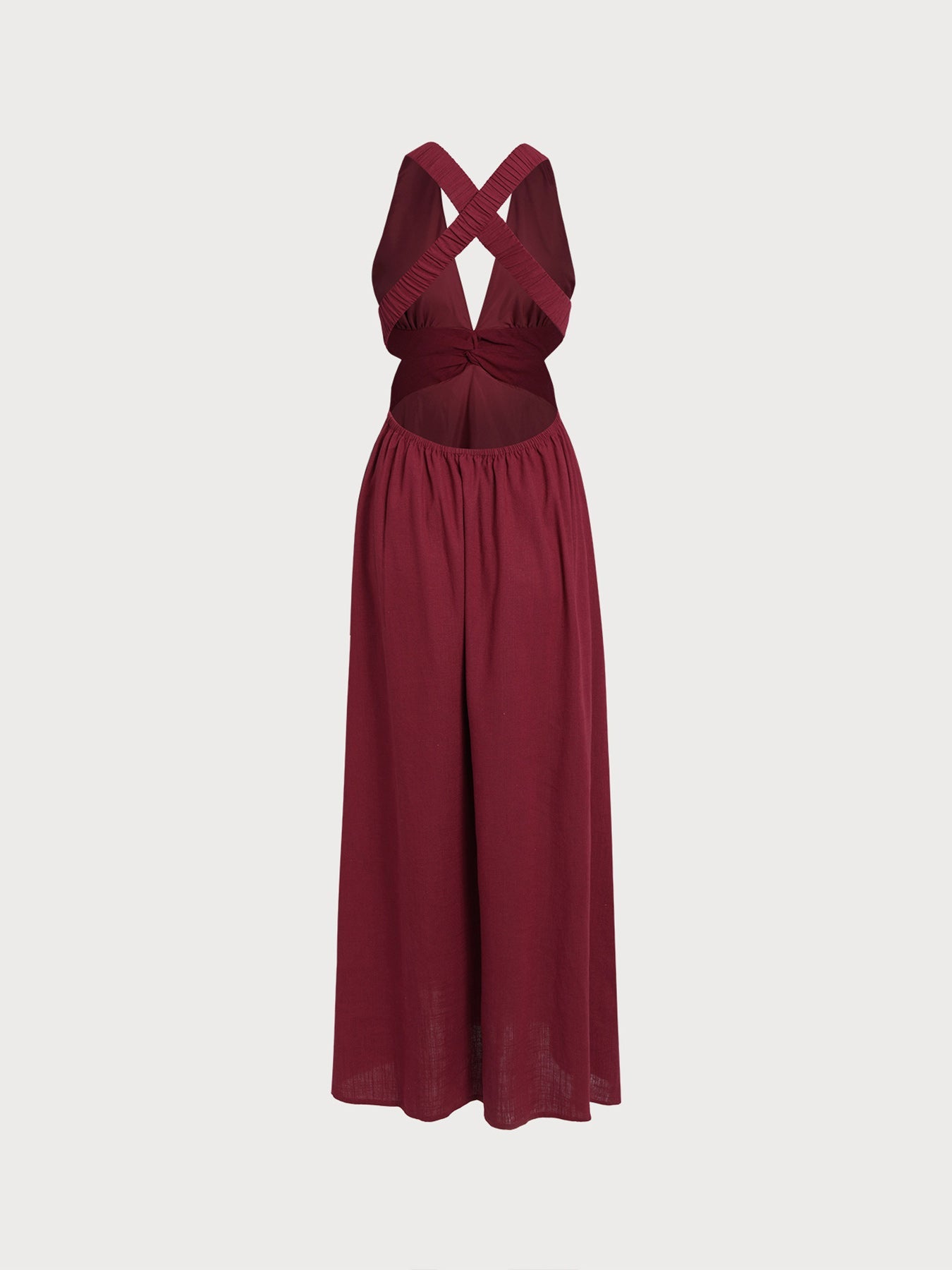 Vestido de Playa Plisado Vino Rojo