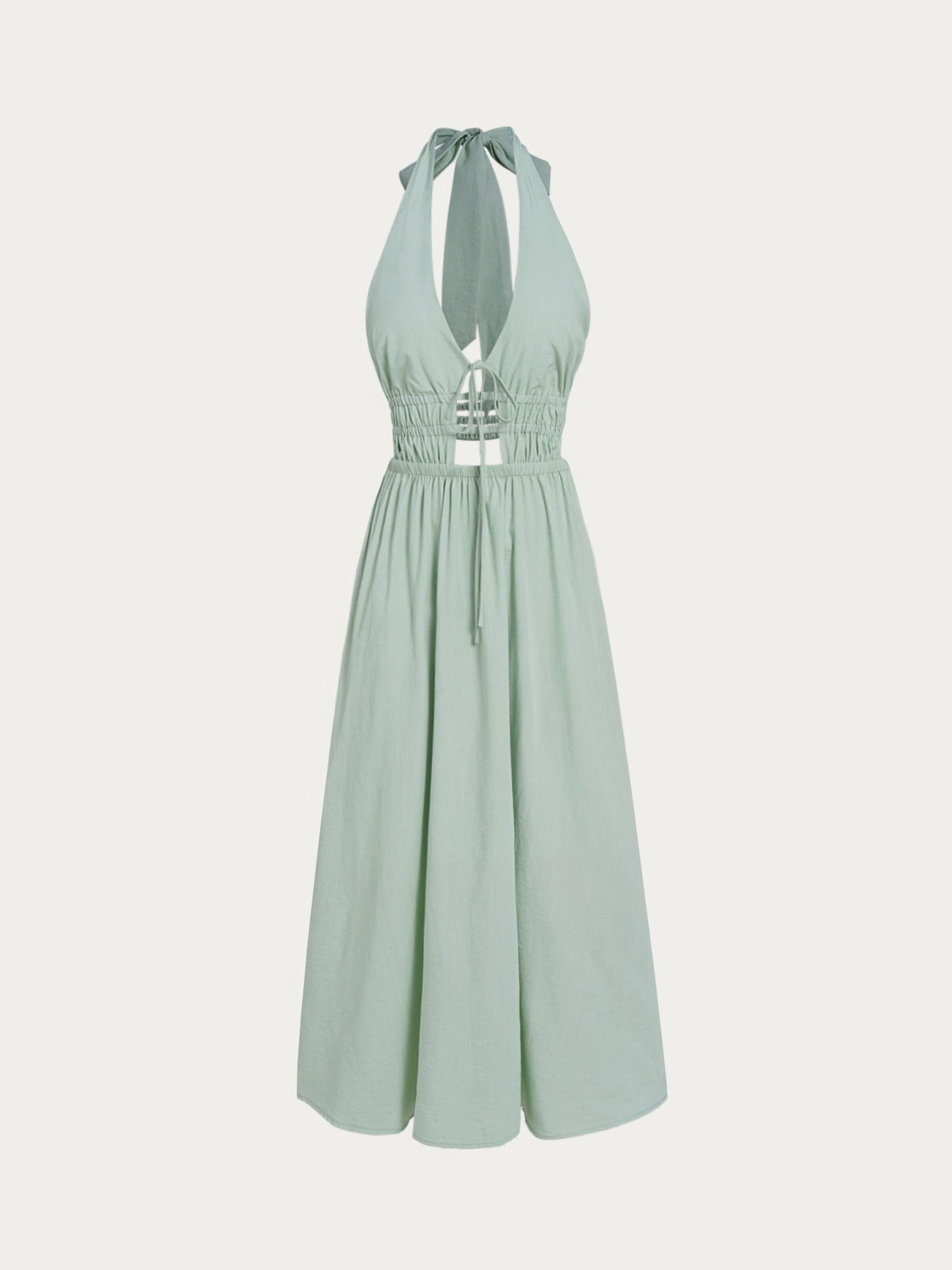 Vestido de Playa Maxi Halter Cortado Verde Claro