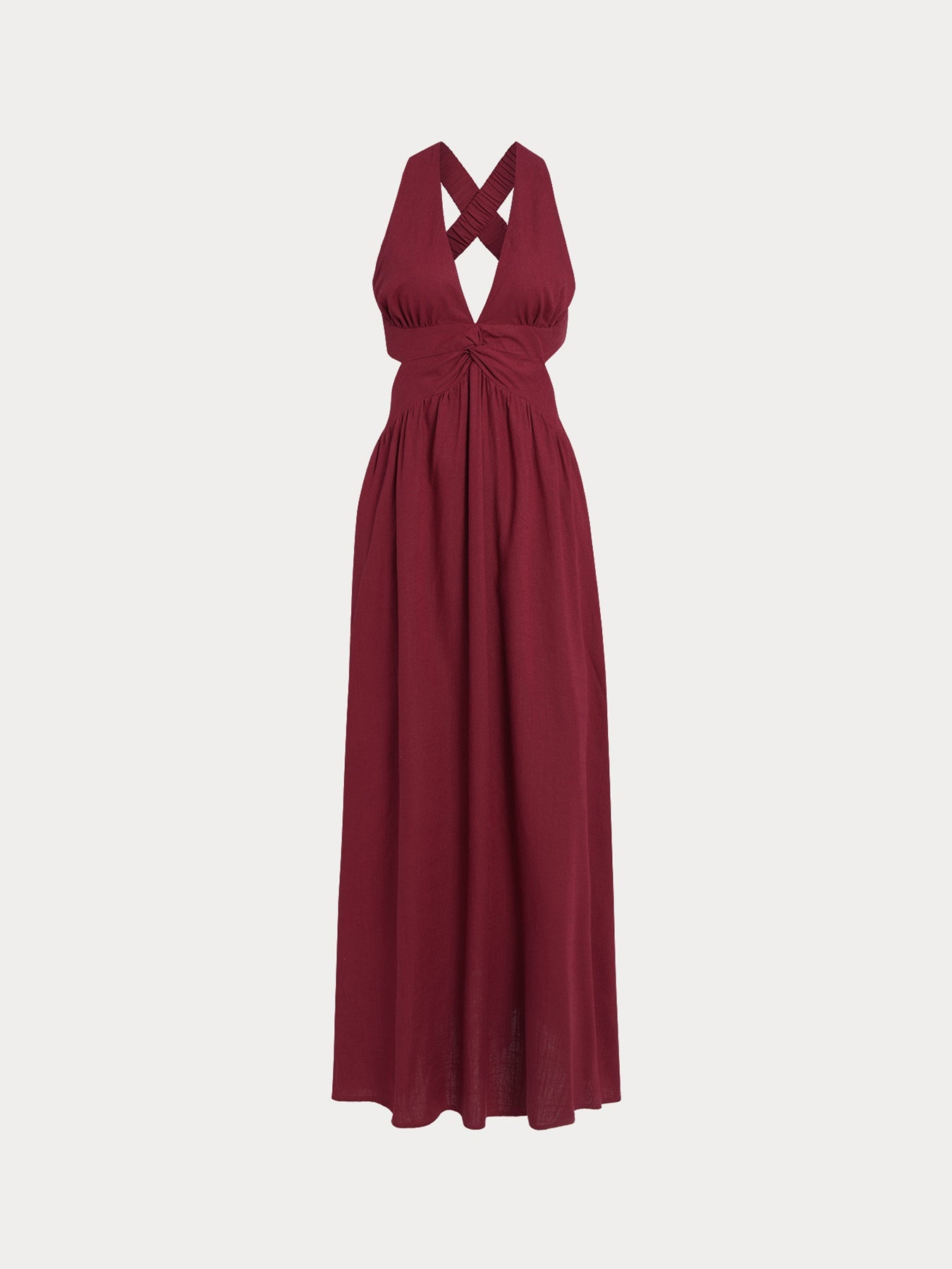 Vestido de Playa Plisado Vino Rojo